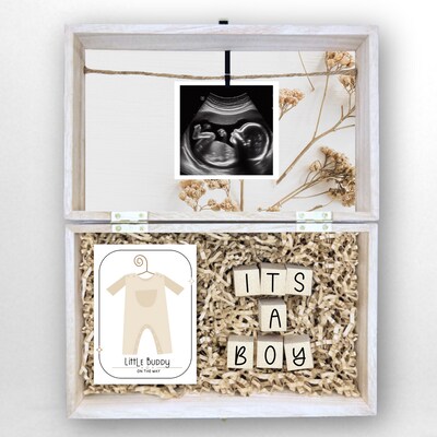 Neutral Gender Baby Gender Reveal Gift Box Engraved Keepsake Celebration Baby Shower It's Boy or Girl Surprise Parent To Be for Grandparents - image5